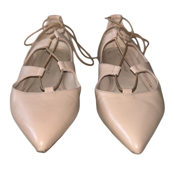 Loeffler Randall Ambra Nude Lace-Up Ankle Wrap Leather Ballet Flats - 8 - Picture 8 of 16